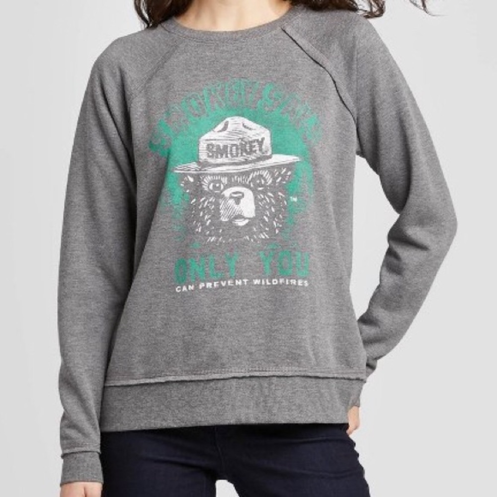 Smokey the Bear Sweatshirt Gray Small Junior’s